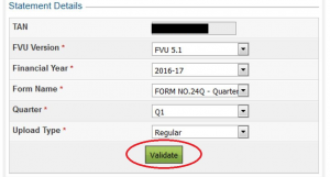 Procedure TDS return filing on ITD website - Validate