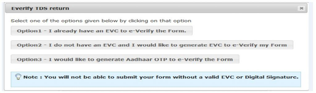 Procedure TDS return filing on ITD website - EVC 2