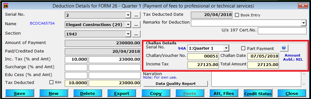 How to enter the challan details 9