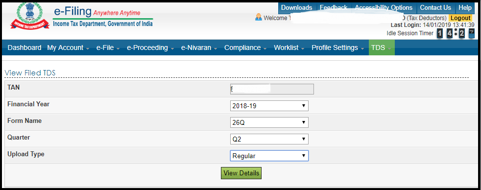 How to e file TDS return 18