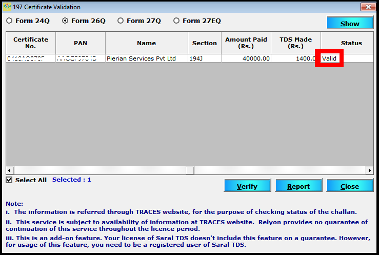 Lower Deduction or No deduction certificate using Saral TDS 6