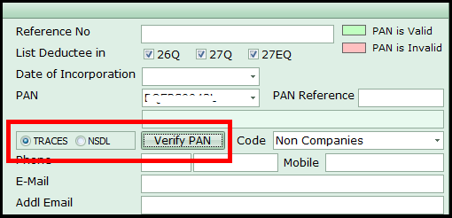 PAN Verification in Saral TDS- verify PAN through TRACES
