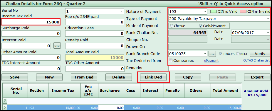 tds on transporter in saral tds - link deduction