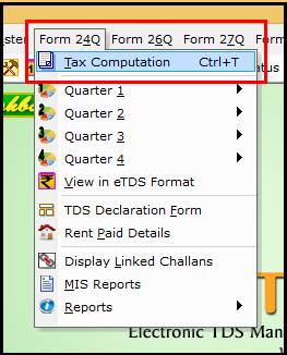 Chapter VI-A entry in Saral TDS - 1 Menu