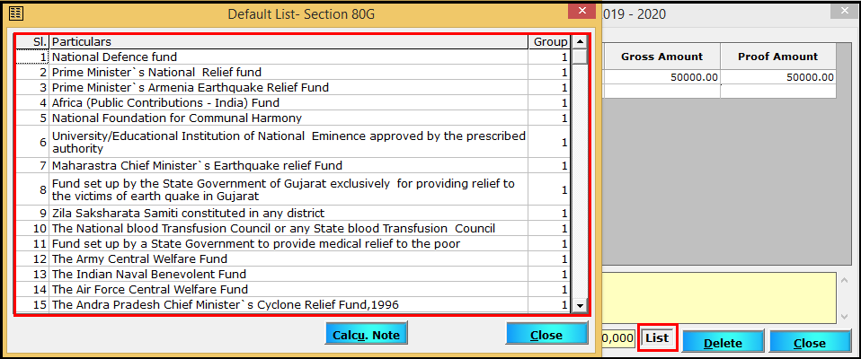Chapter VI-A entry in Saral TDS - 12 80G list