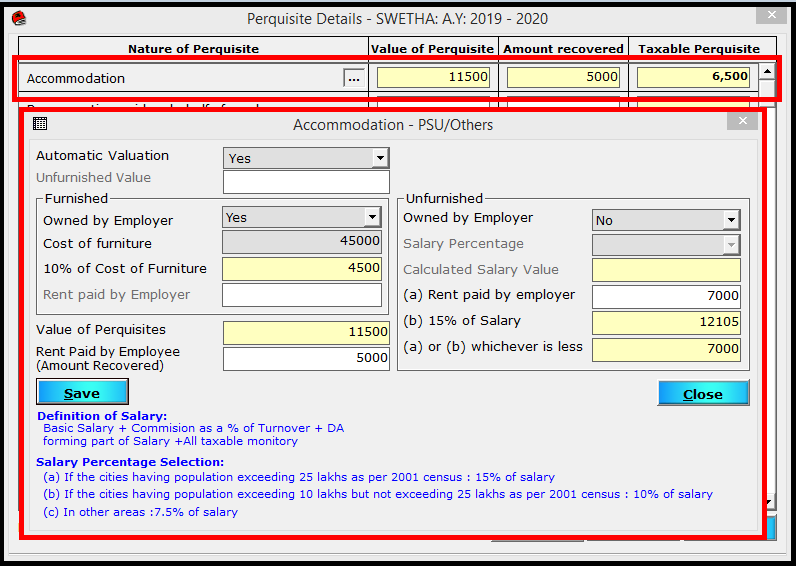 Salary Entry in Saral TDS - auto calculation