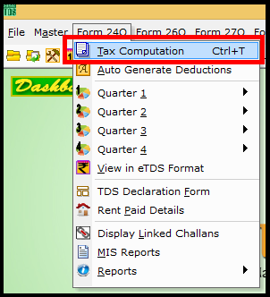 Salary Entry in Saral TDS-Go to tax computation