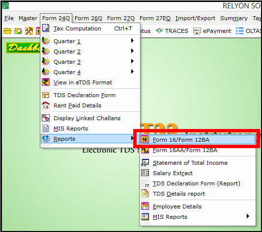 Form 16 generation in Saral TDS software - form 16