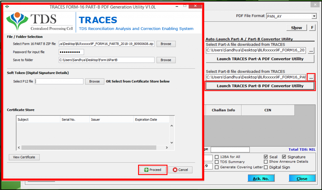 Form 16 generation in Saral TDS software - TRACES convertor utility