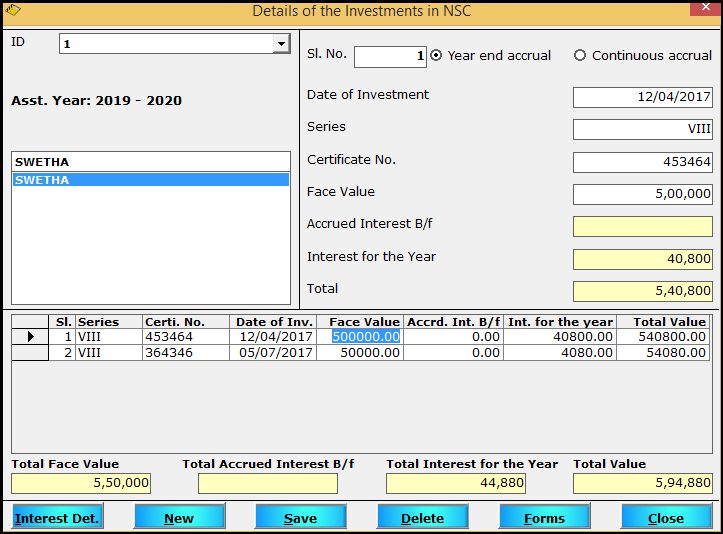 Other Sources of Income entry in Saral TDS - enter the details