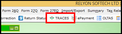 1.TRACES account in SARAL TDS - TRACES in menu bar