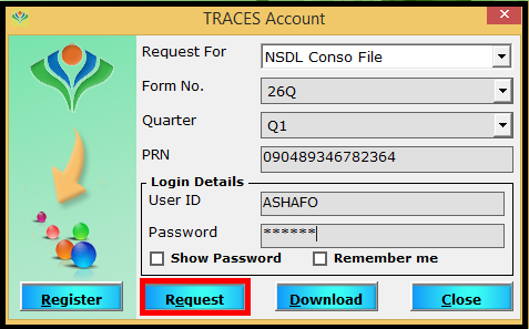 3.TRACES account in SARAL TDS-Enter PNR