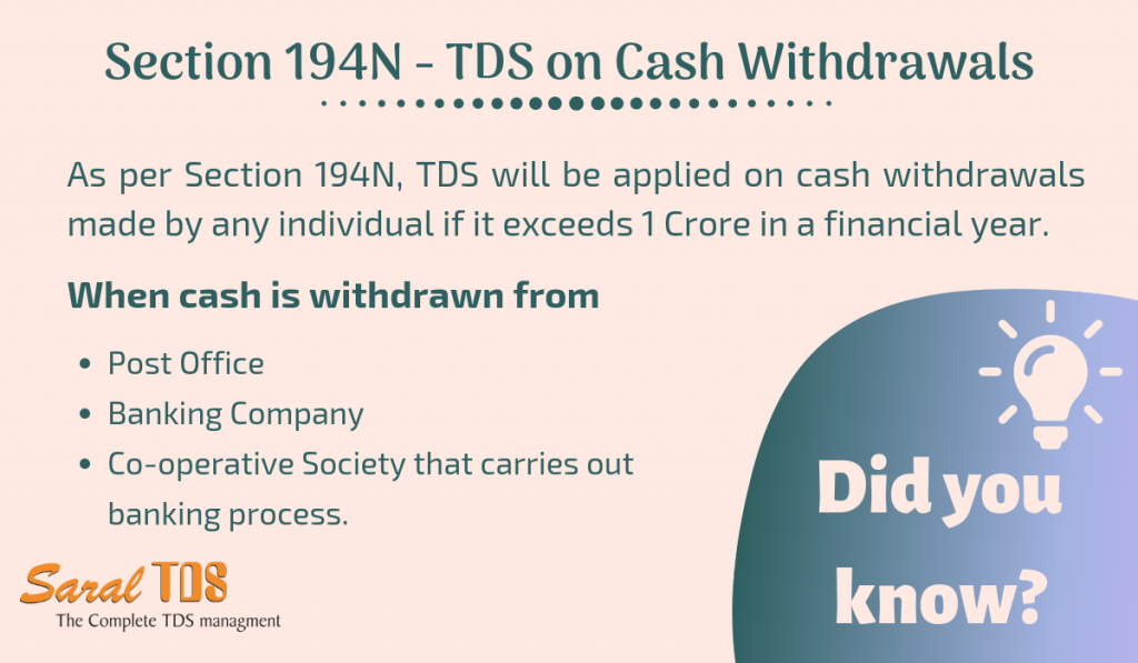 Section 194N - TDS on cash withdrawals