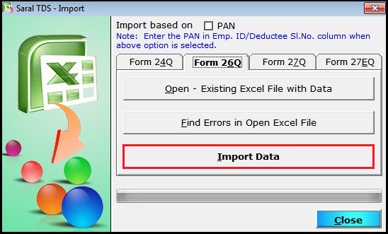 import and export of details in saral tds 12- to import data