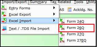 import and export of details in saral tds 8- to import/export 