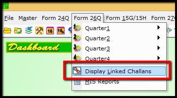 1.Display Linked Challans-menu list