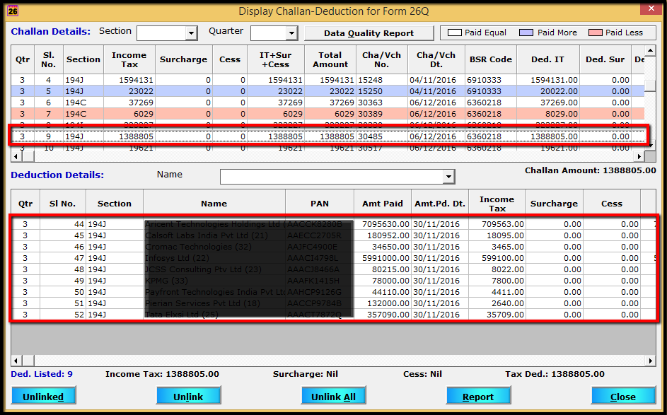 5.Display Linked Challans-Linked to challan.