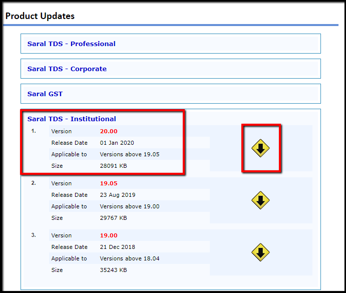 3.1.Procedure for software update in Saral TDS-version 20.00