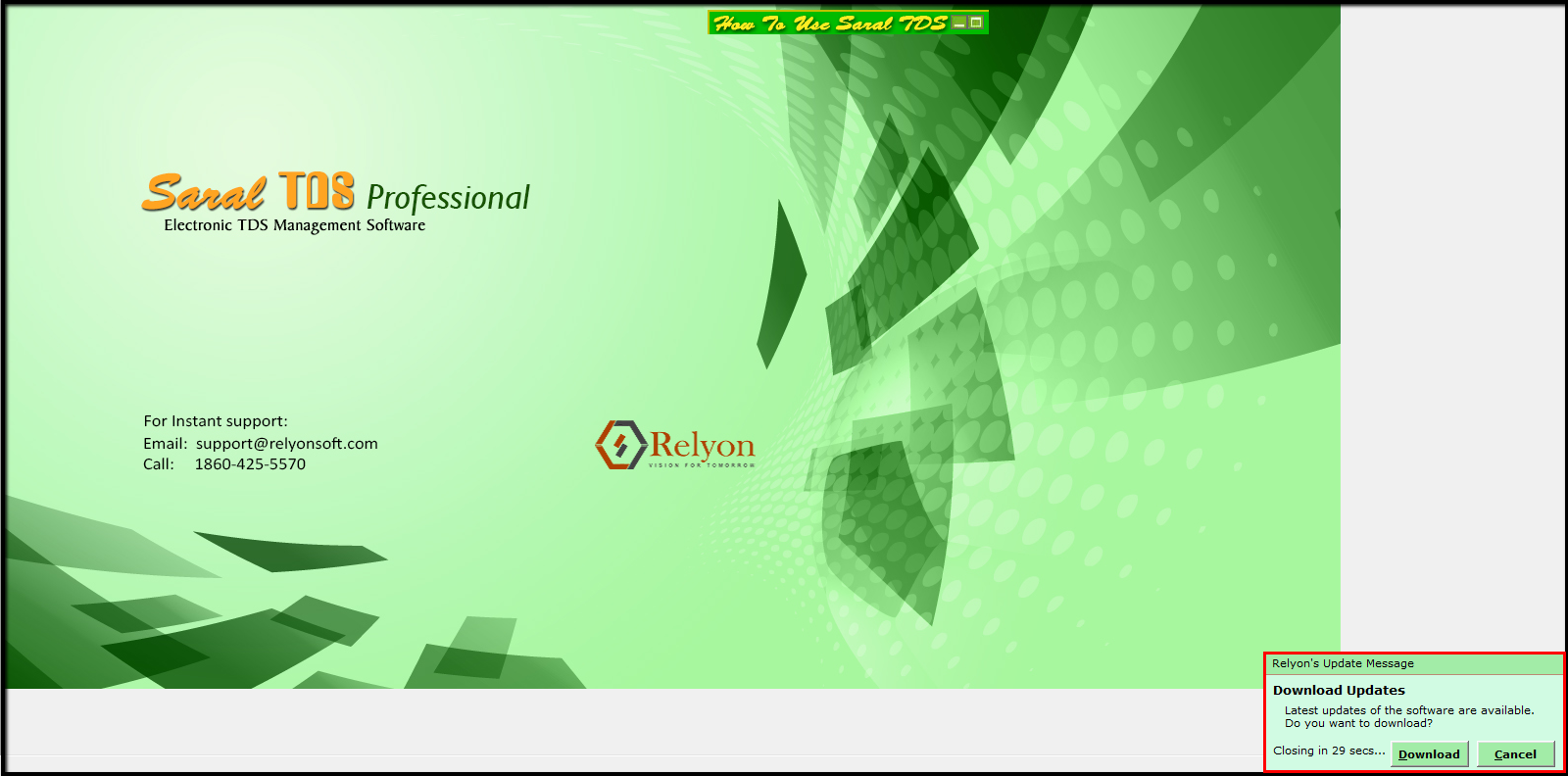 6.1.Procedure for software update in Saral TDS-Update notification