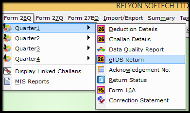 1.1.E-TDS Return Generation in Saral TDS-eTDS return