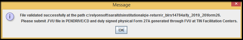 10.1.E-TDS Return Generation in Saral TDS-file validation