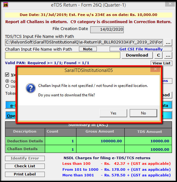 2.1.E-TDS Return Generation in Saral TDS-Challan input file