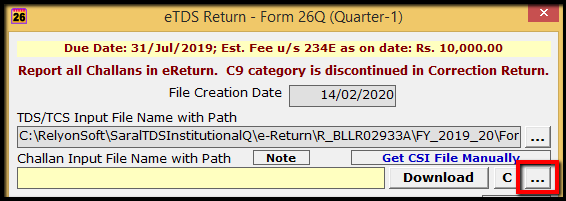 3.1.E-TDS Return Generation in Saral TDS- dot option