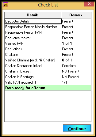 9.1.E-TDS Return Generation in Saral TDS- data check list