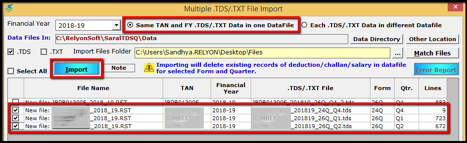 8.TDS file import- import