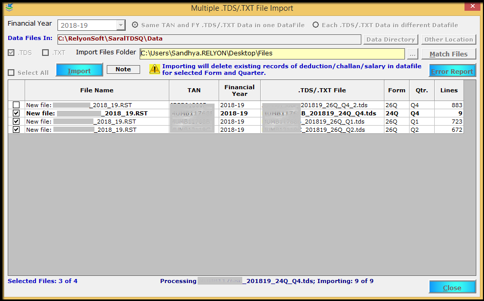 9.TDS file import- complete