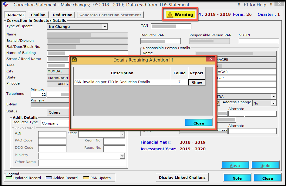 4.PAN correction-list of error