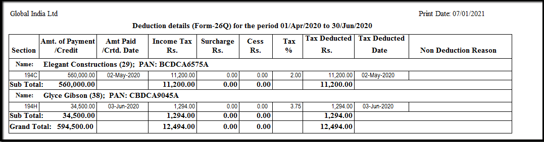 10.MIS reports in Form 26Q part 1-generate preview