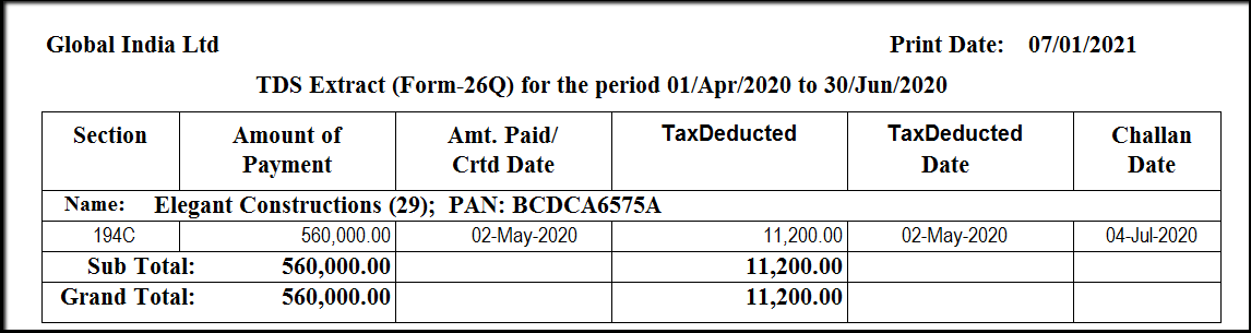 13.MIS reports in Form 26Q part 1-display report