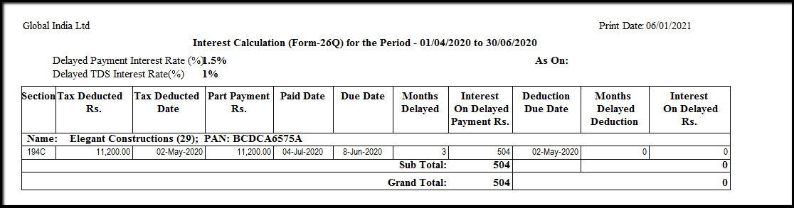 8.MIS reports in Form 26Q part 1-generate report